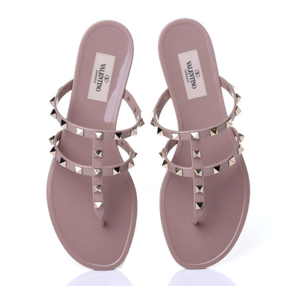 Valentino Garavani PVC Jelly Rockstud Caged Thong Sandals 38 Poudre 6 of 11