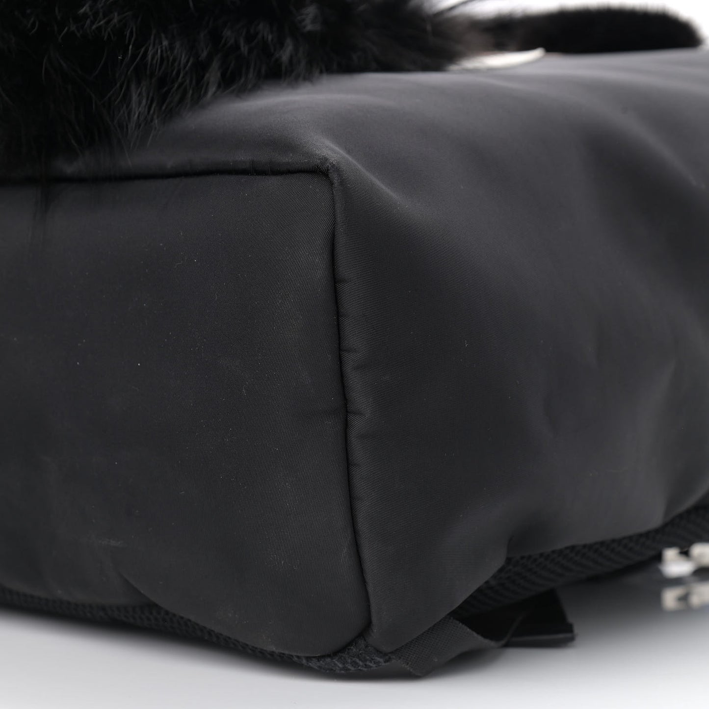 Nylon Vitello Century Mink Fox Goat Fur Studded Karlito Backpack Black Multicolor