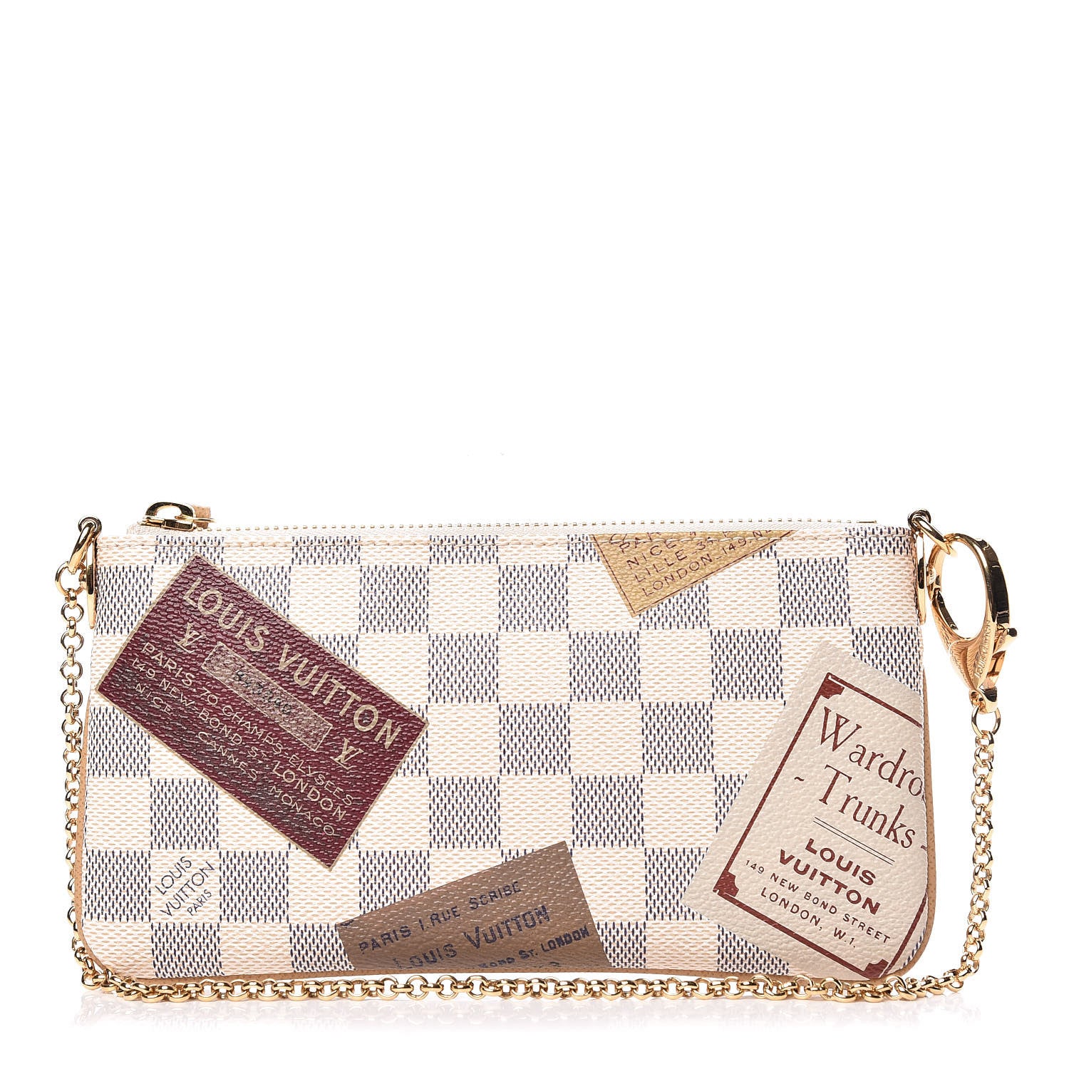 Louis Vuitton Damier Azur Trunks Labels Pochette Milla MM 1 of 10