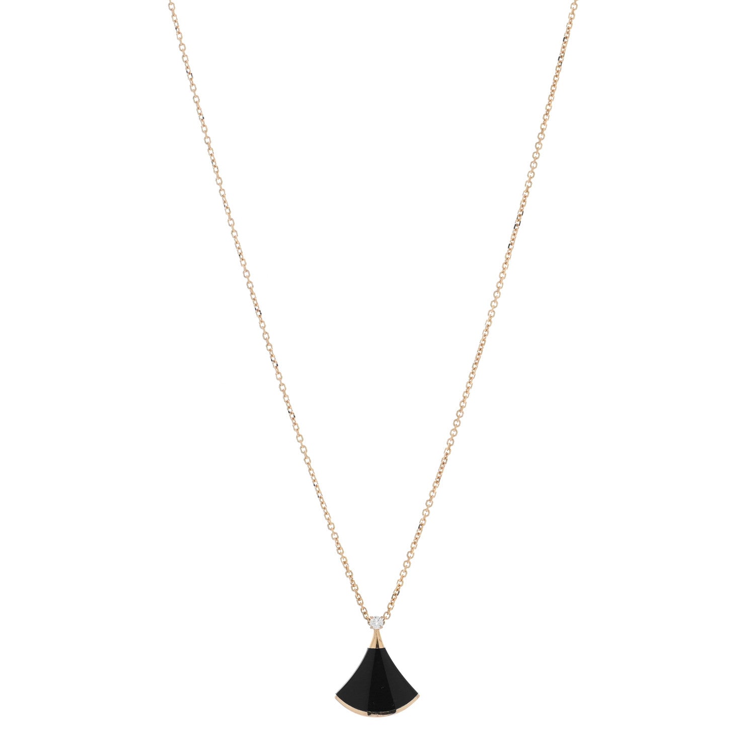 Bulgari 18K Rose Gold Diamond Black Onyx Divas' Dream Pendant Necklace 1 of 5