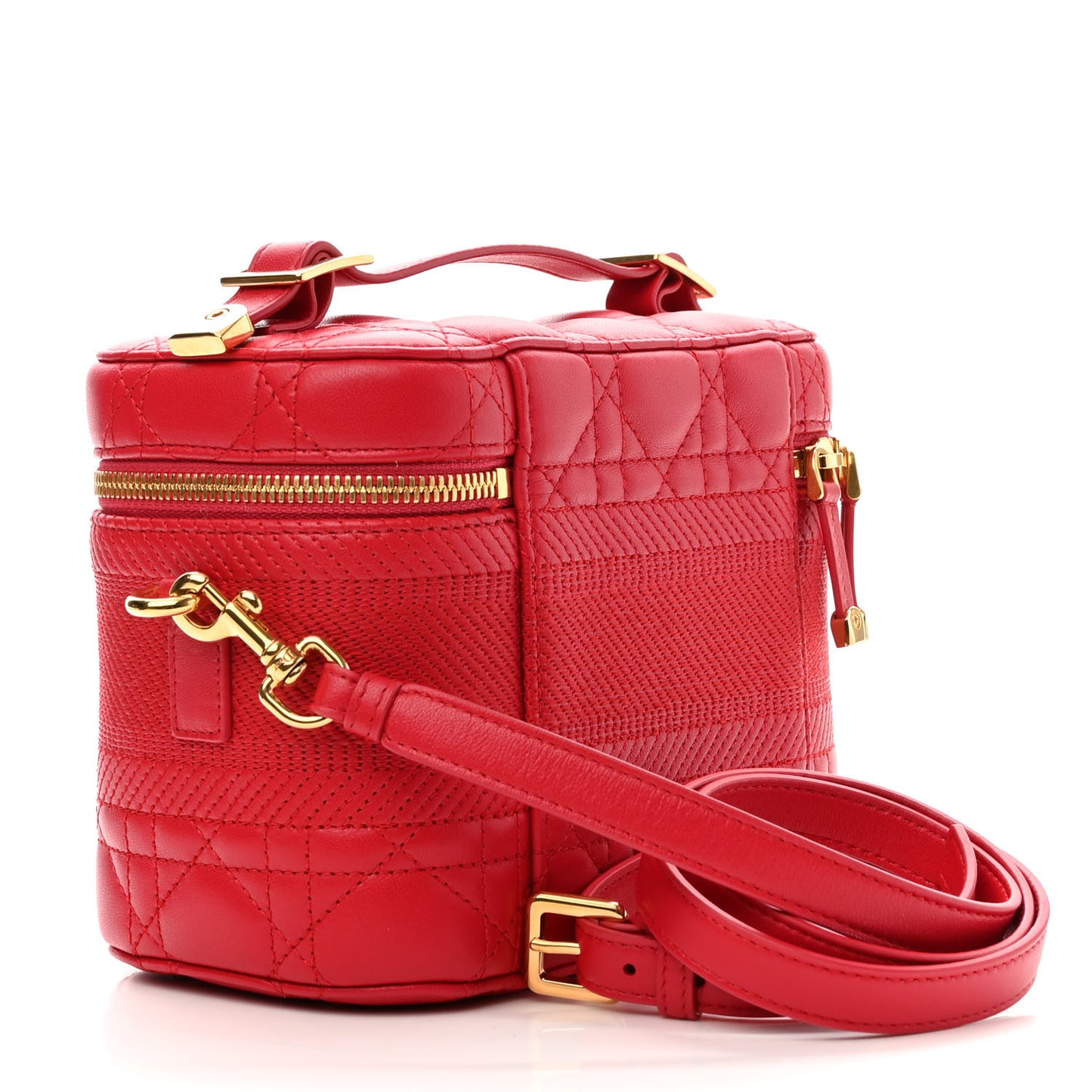 Lambskin Cannage Small Diortravel Vanity Case Red