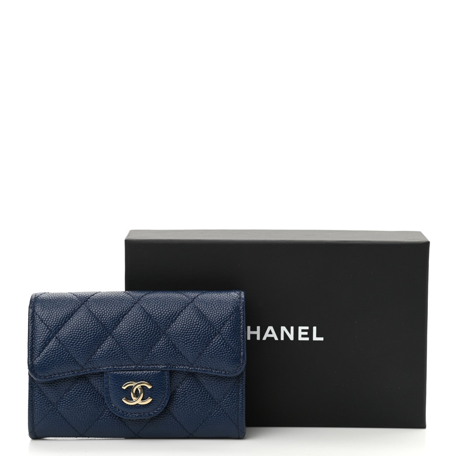 Chanel Caviar Quilted Flap Card Holder Navy Blue 9 of 9