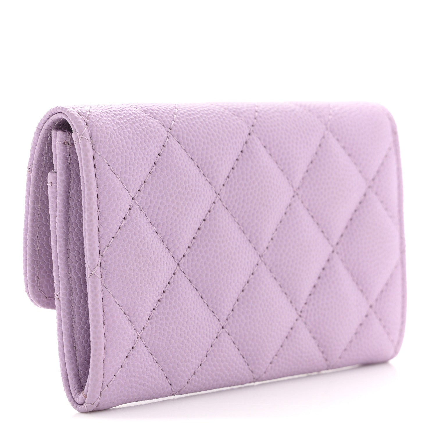 Chanel Caviar Quilted CC Logo Flap Wallet Light Purple 3 of 8
