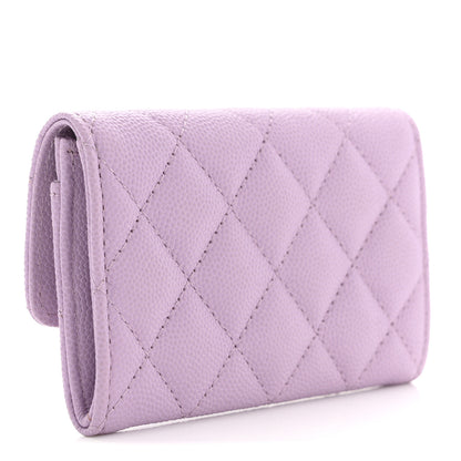 Chanel Caviar Quilted CC Logo Flap Wallet Light Purple 3 of 8