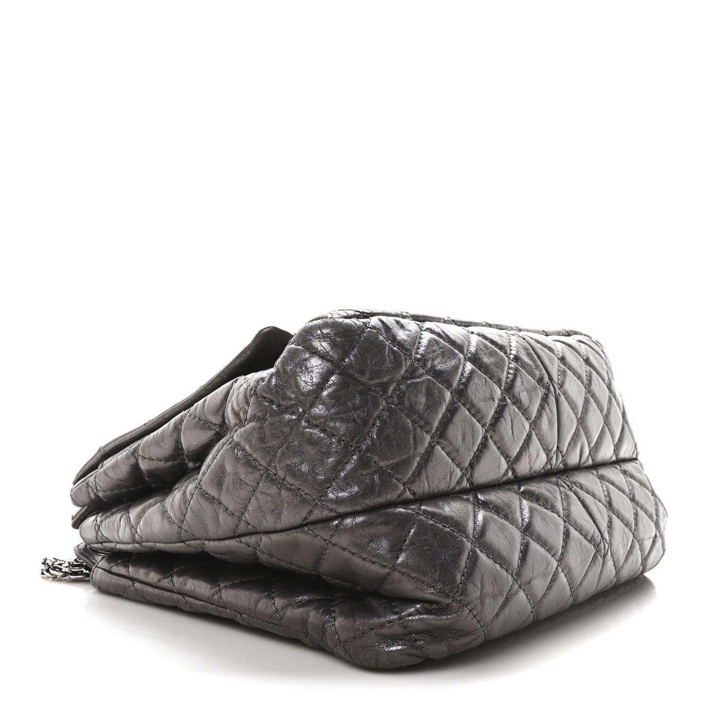 Metallic Aged Calfskin Quilted Reissue 2.55 Accordion Flap Dark Silver