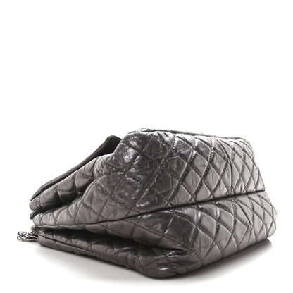 Chanel Metallic Aged Calfskin Quilted Reissue 2.55 Accordion Flap Dark Silver 4 of 10