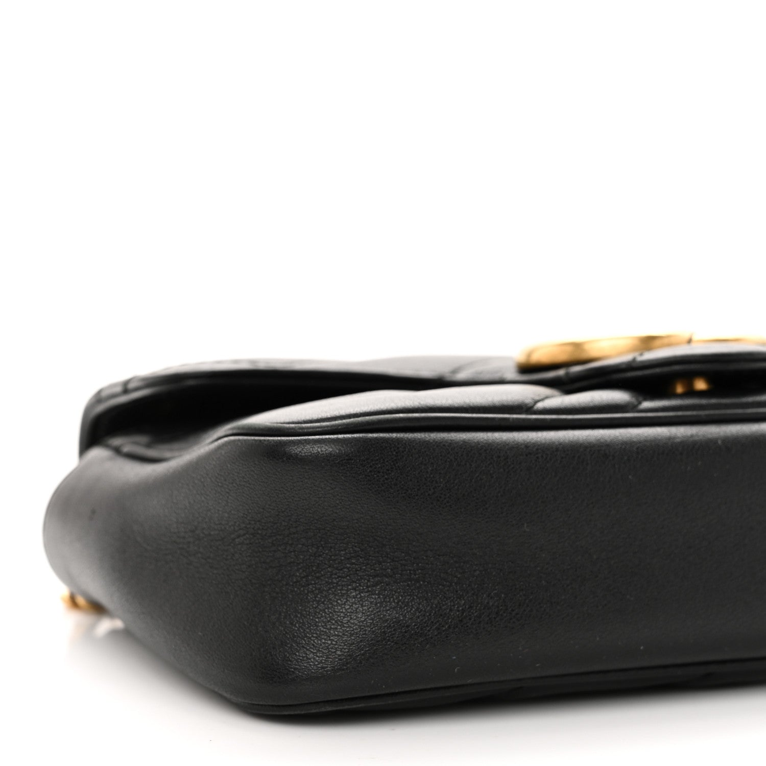 Gucci Calfskin Matelasse Super Mini GG Marmont Shoulder Bag Black 9 of 10