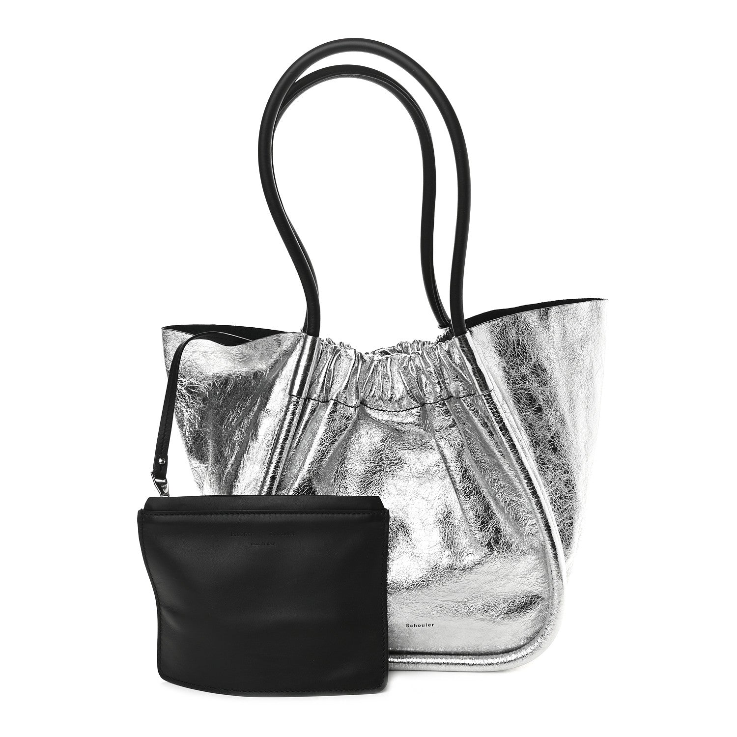 Proenza Schouler Metallic Calfskin Large Ruched Tote Silver 1 of 9