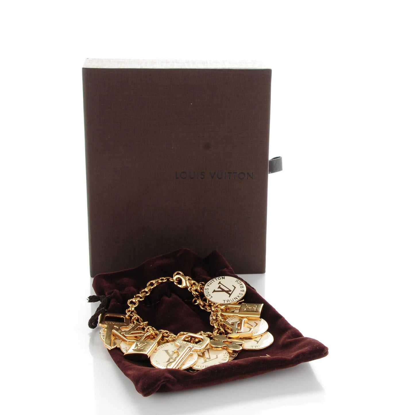 Trunks and Bags Breloques Bracelet Gold White