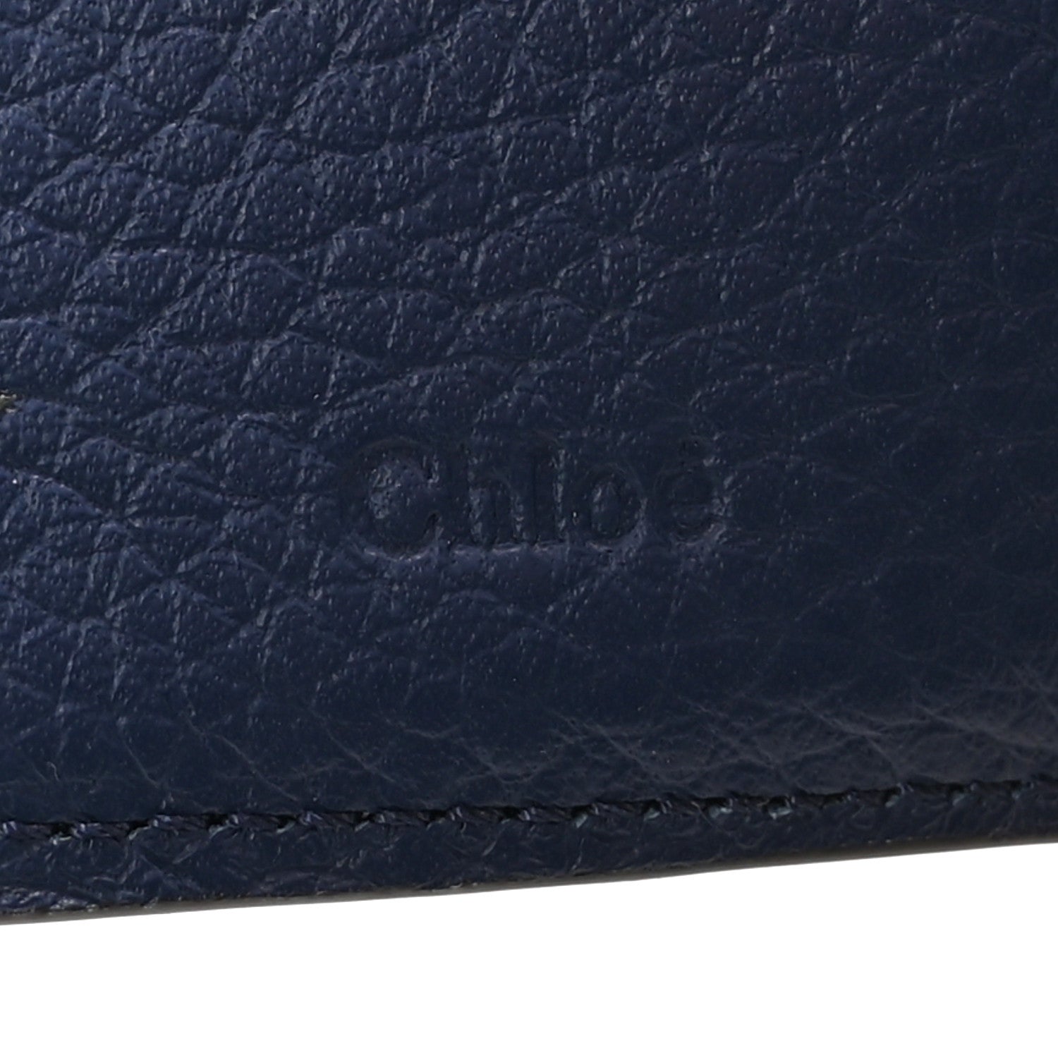 Chloe Grained Calfskin Alphabet Tri-Fold Deep Ocean 6 of 6