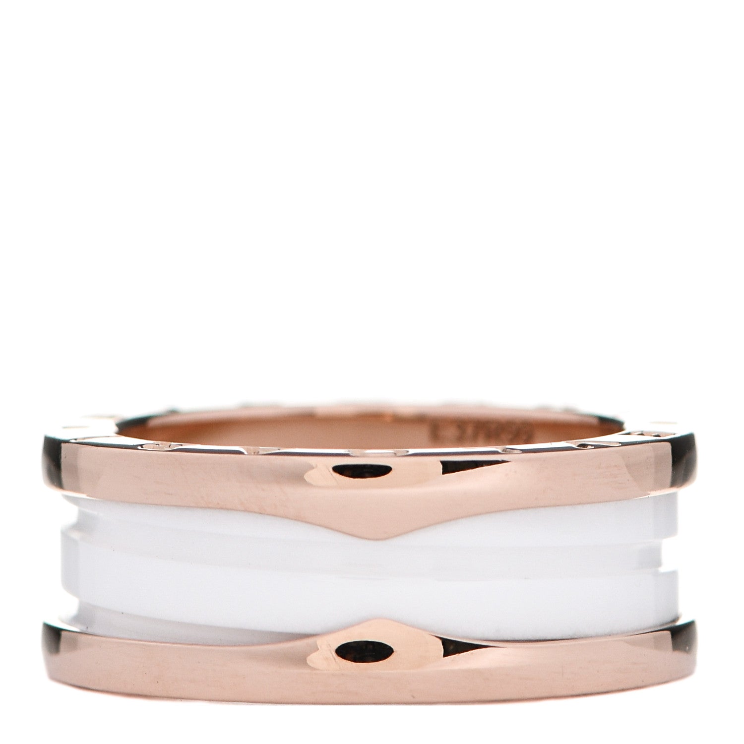 Bulgari 18K Rose Gold White Ceramic B.Zero1 Two-Band Ring 54 6.75 3 of 5