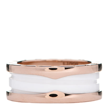 Bulgari 18K Rose Gold White Ceramic B.Zero1 Two-Band Ring 54 6.75 3 of 5