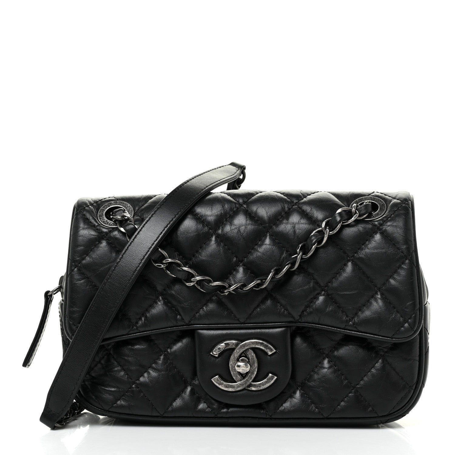 Chanel Aged Calfskin Quilted Small Easy Flap Black 1 of 13