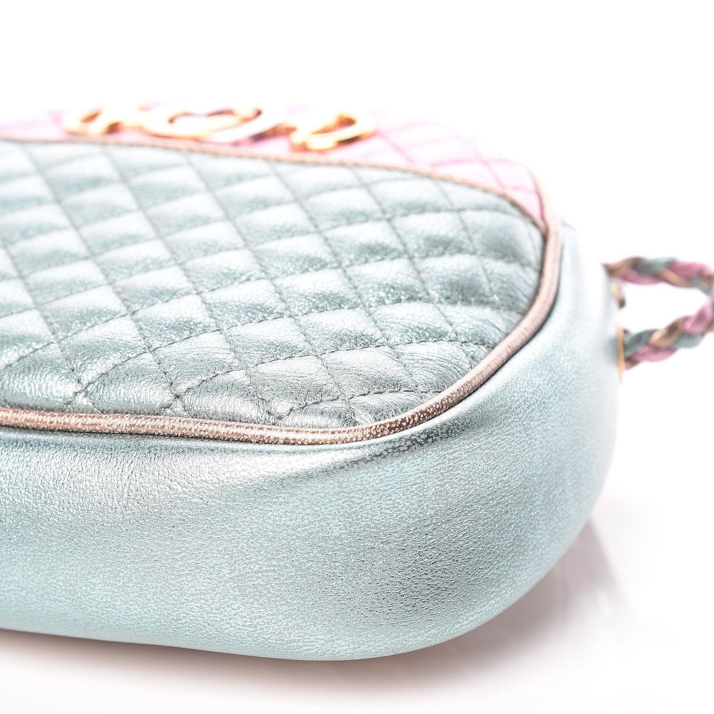 Laminated Nappa Trapuntata Mini Zumi Dome Shoulder Bag Rosa Lago Rame