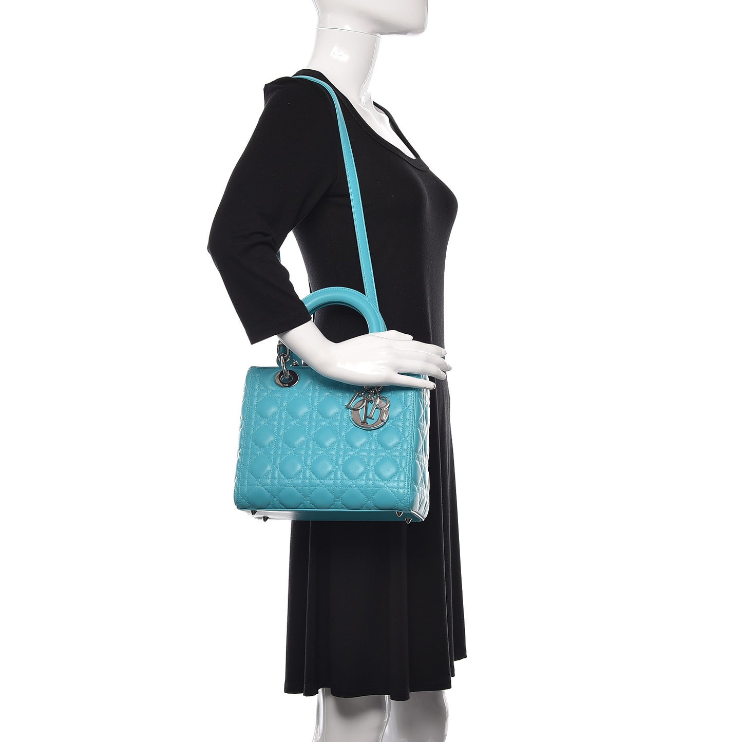 Lambskin Cannage Medium Lady Dior Turquoise