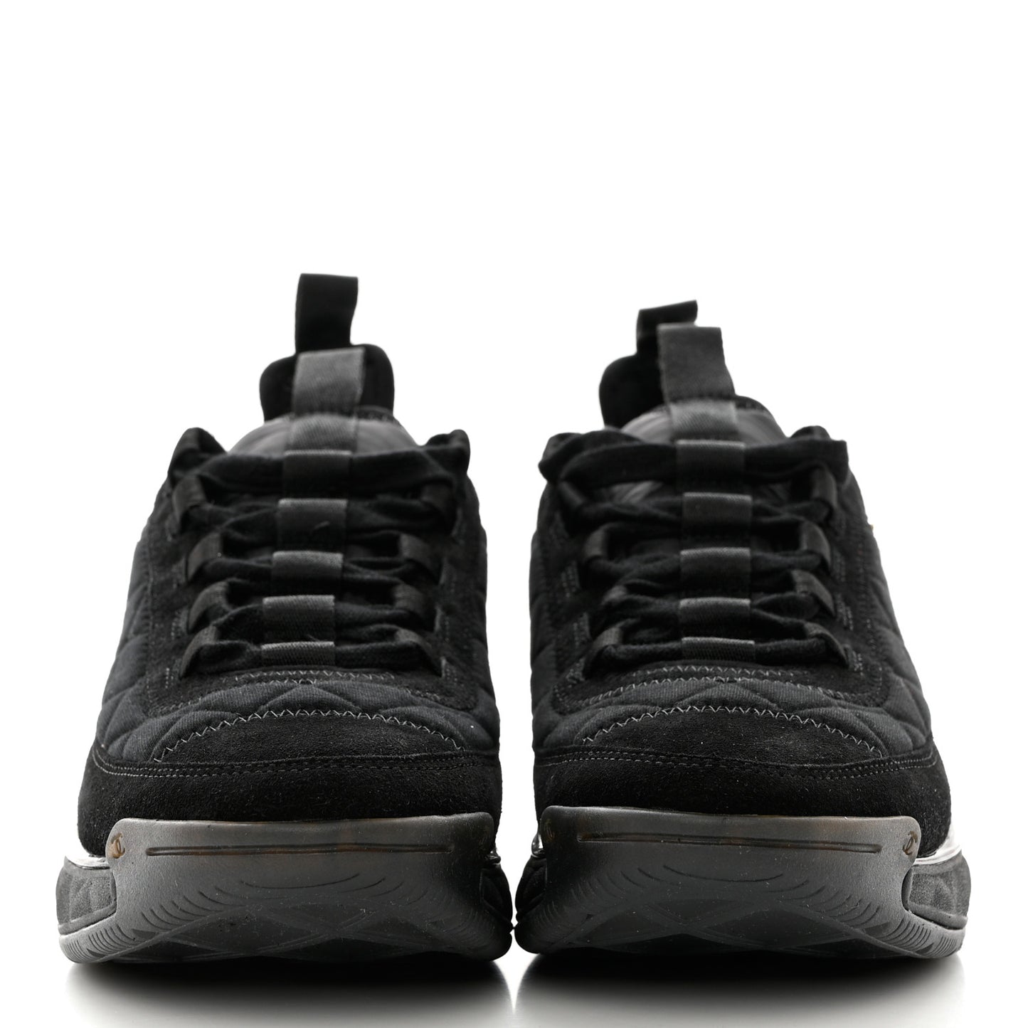 Suede Calfskin Mixed Fibers CC Sneakers 39 Black Dark Grey