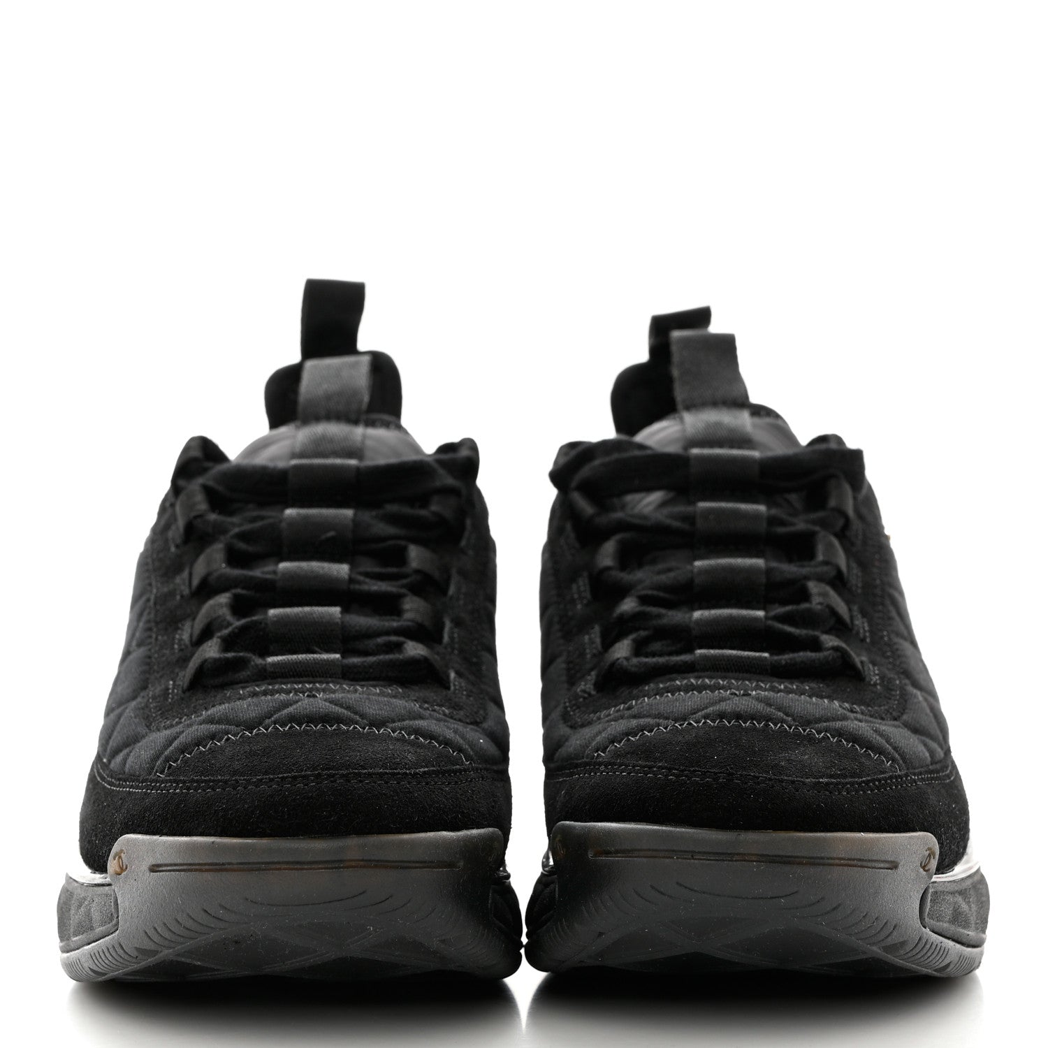 Chanel Suede Calfskin Mixed Fibers CC Sneakers 39 Black Dark Grey 2 of 9