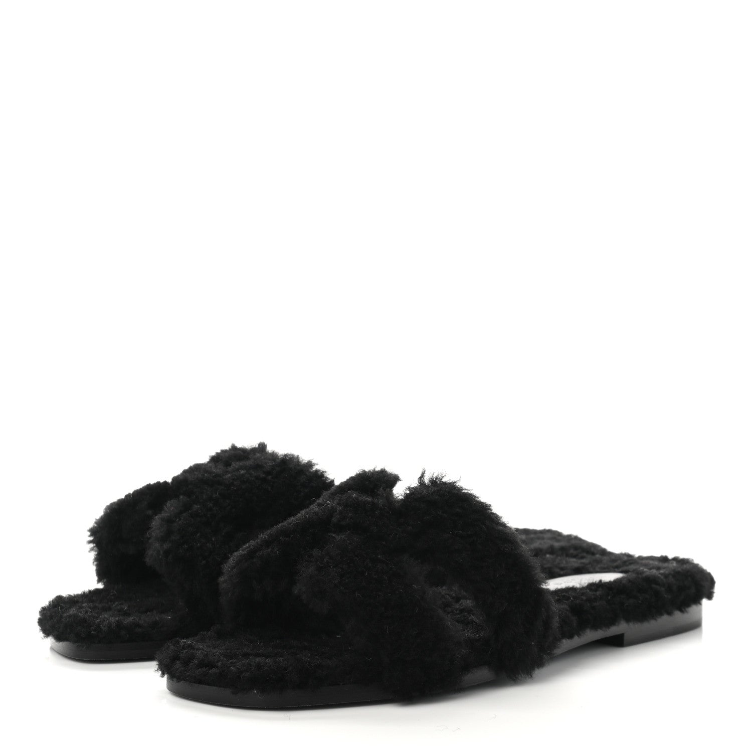 Hermes Woolskin Oran Sandals 36 Black 3 of 8
