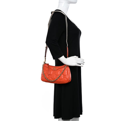 Gucci Calfskin GG Matelasse Chain Handbag Deep Orange Natural 2 of 10
