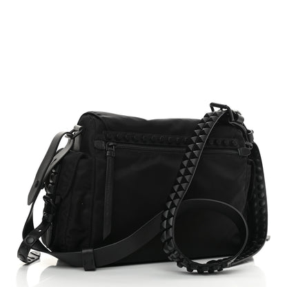 Prada Nylon New Vela Studded Messenger Bag Black 3 of 10