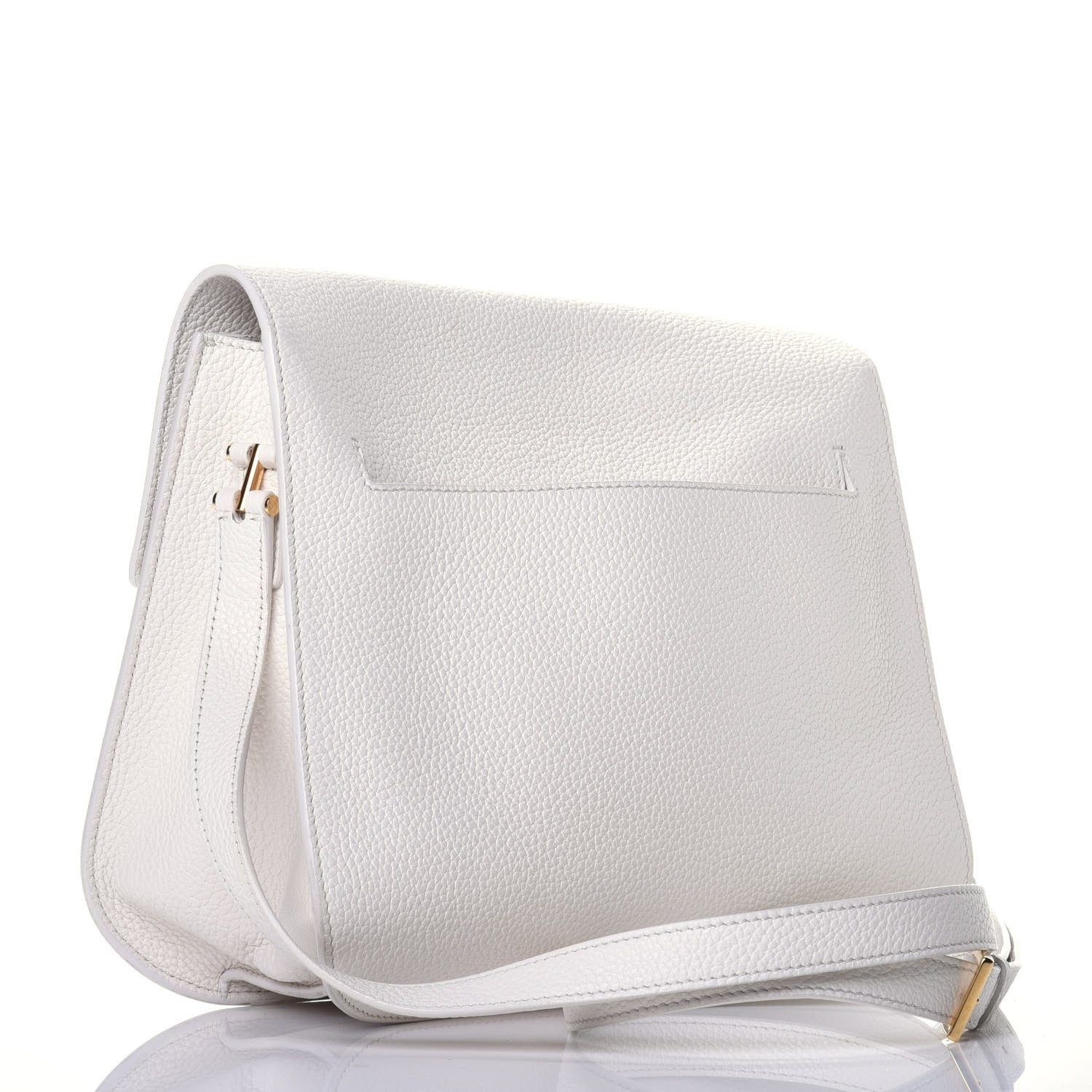 Tom Ford Grained Calfskin Large T Clasp Tara Crossbody Bag White 3 of 9