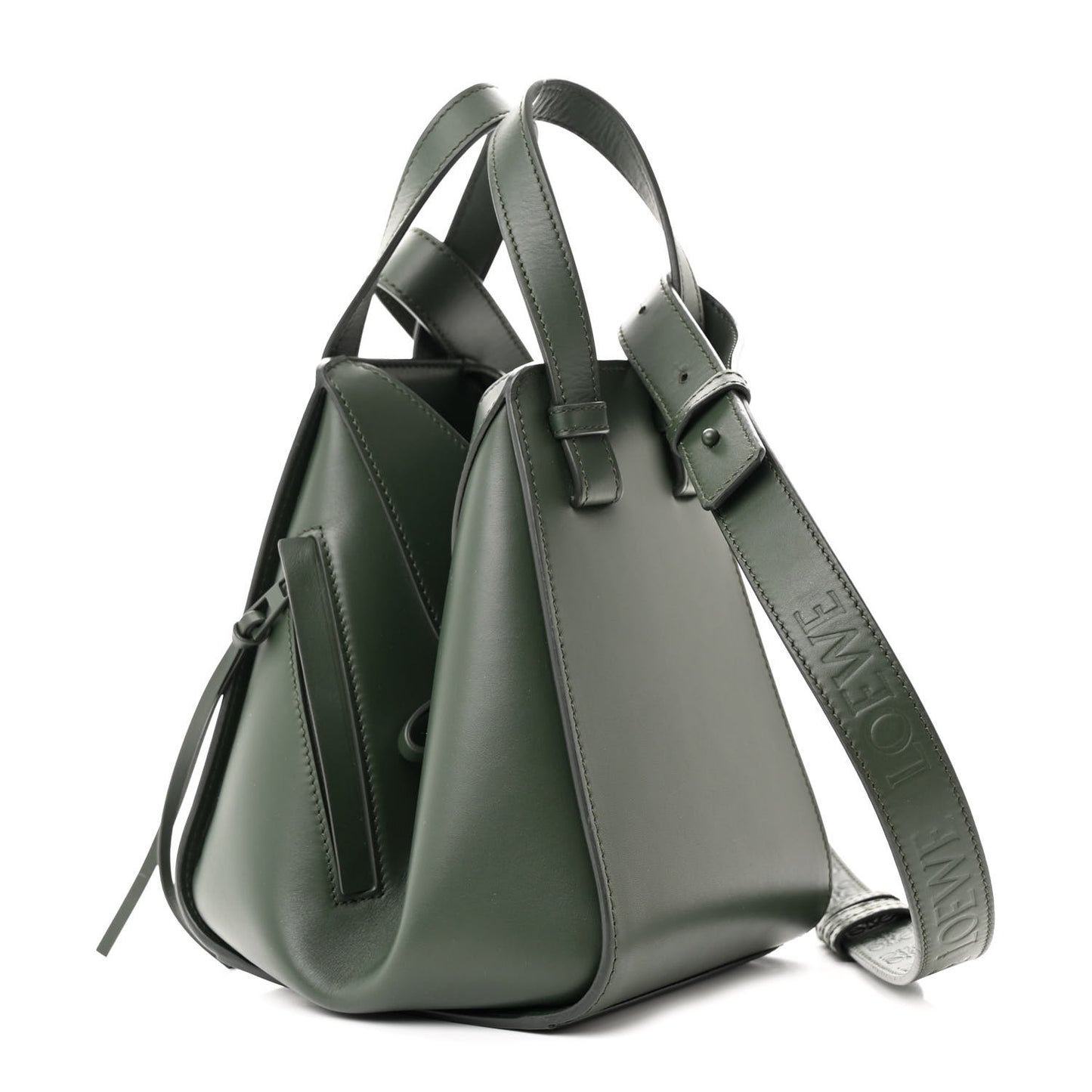 Calfskin Compact Hammock Shoulder Bag Bottle Green