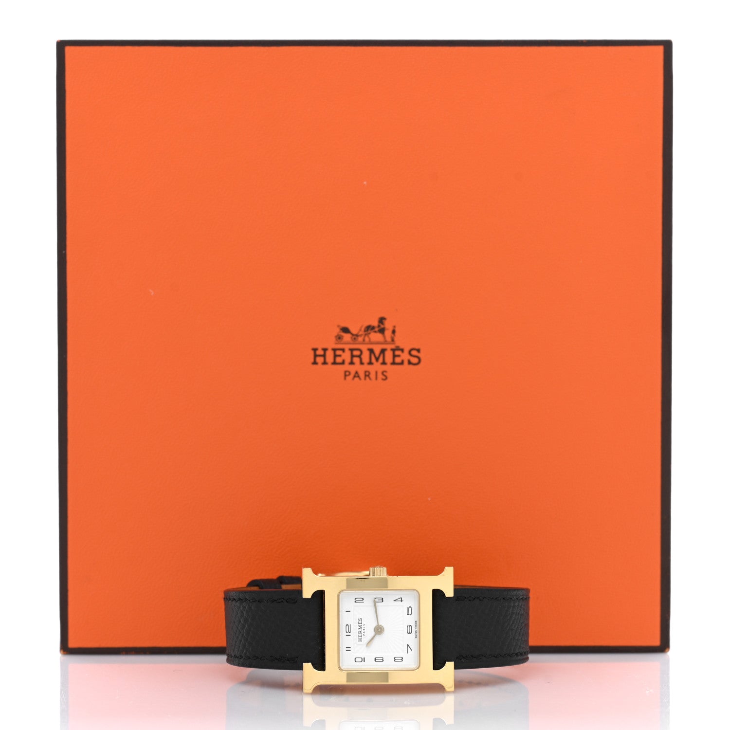 Hermes Stainless Steel Epsom 21mm Heure H Hour Quartz Watch Noir 5 of 5