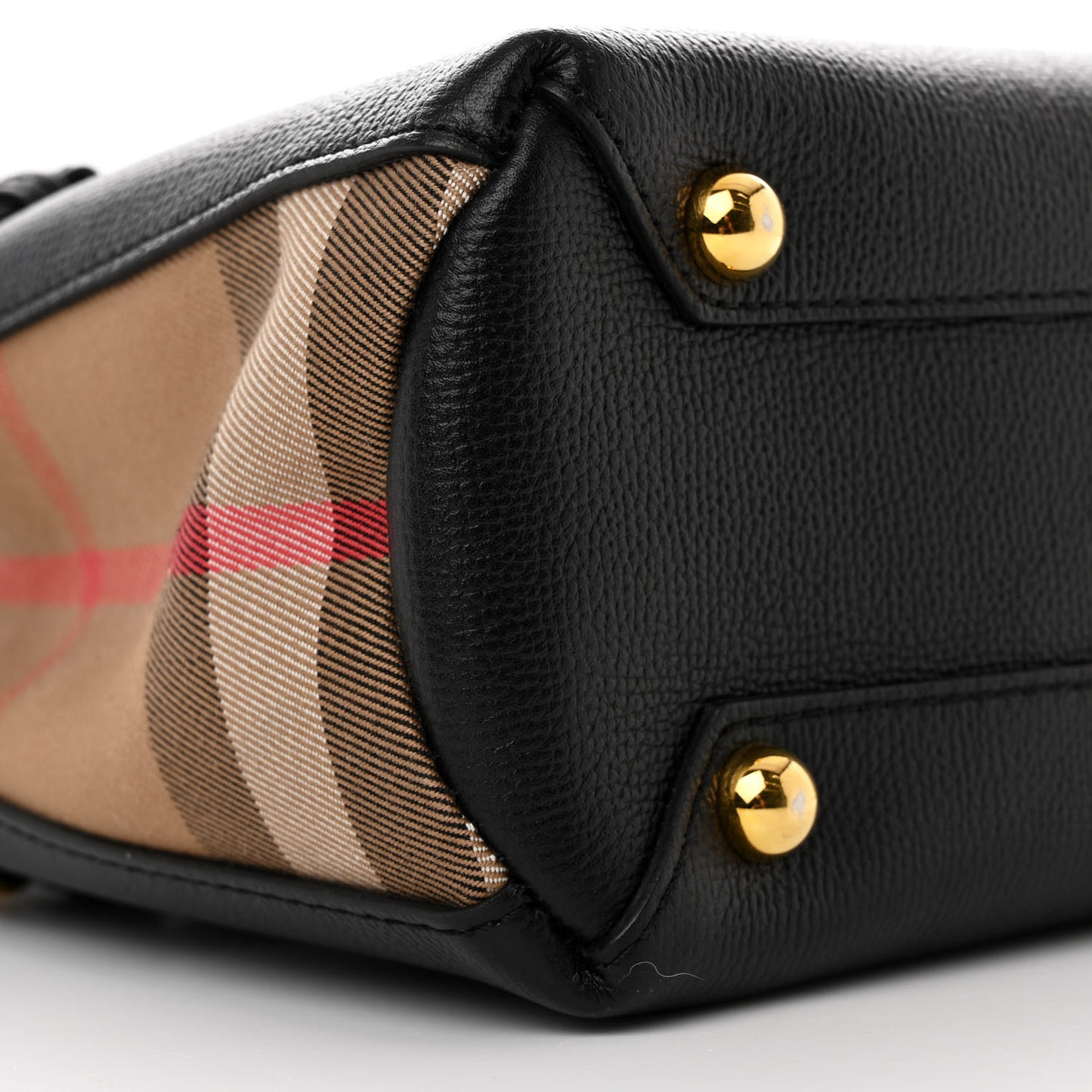 Grainy Calfskin House Check Small Banner Tote Black