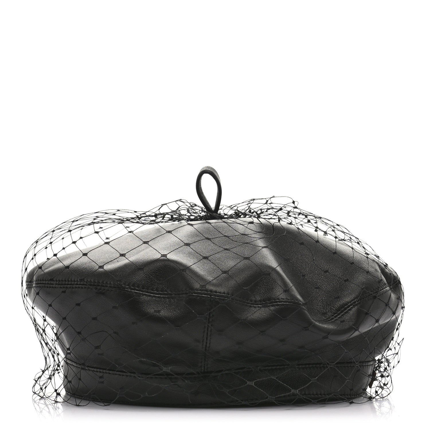 Christian Dior Lambskin Arty Beret Cap with Veil 57 Black 4 of 9