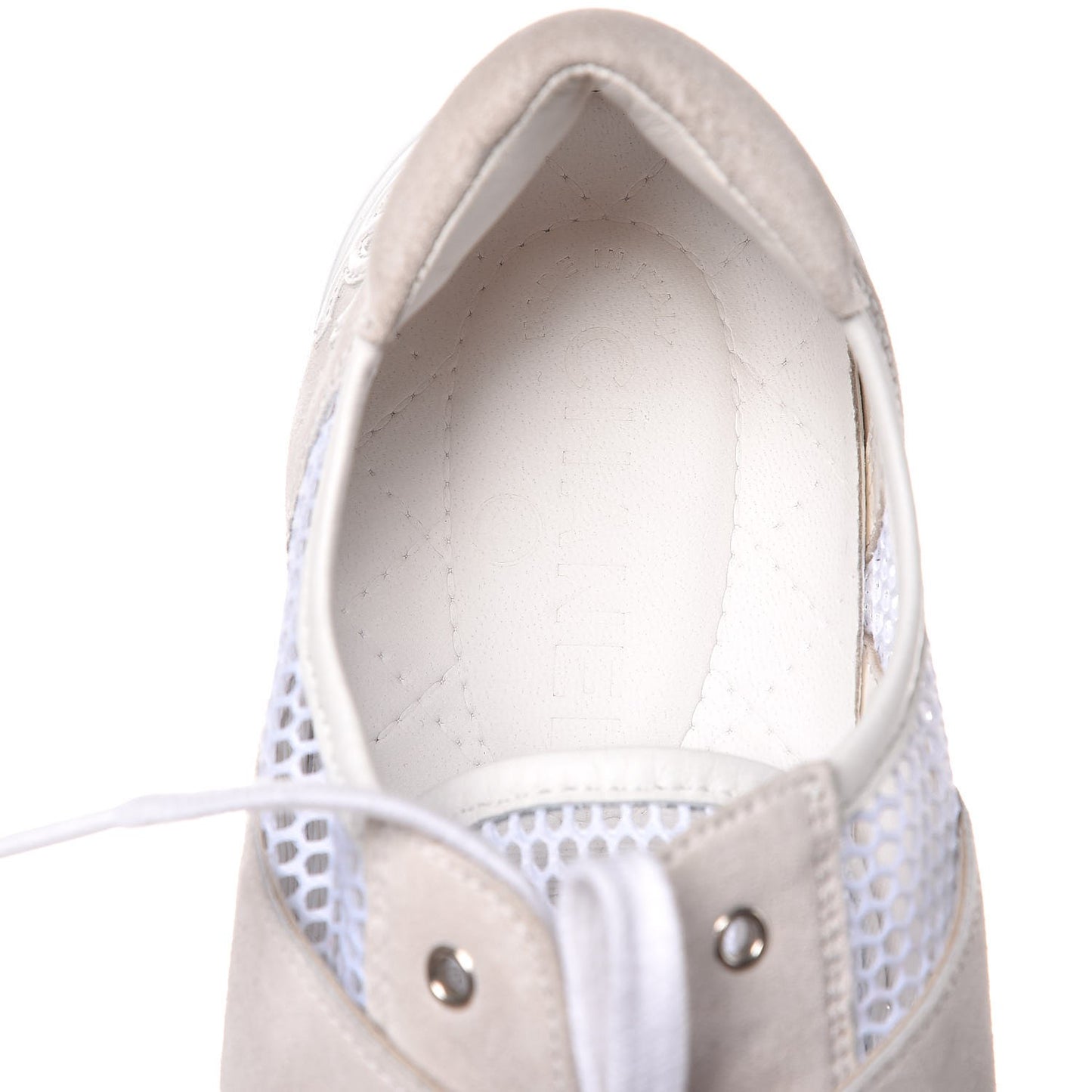 Fabric Mesh Suede Calfskin Sneakers 42 White