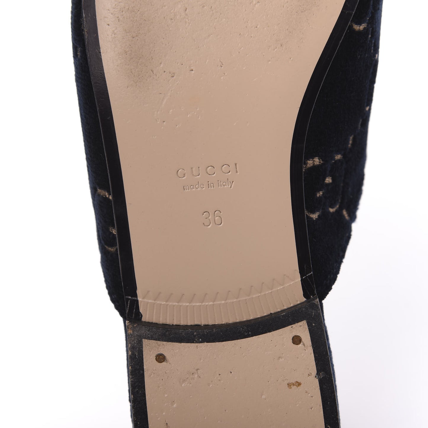 Velvet GG Monogram Womens Princetown Slippers 36 Blue Beige