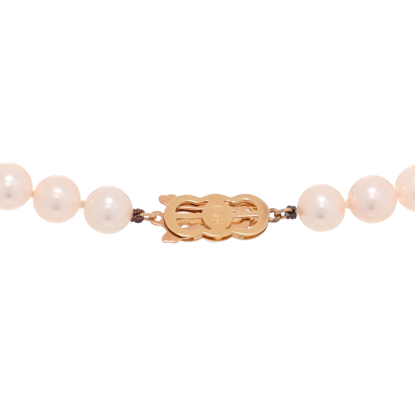 18K Yellow Gold Akoya Cultured Pearl 7.5-8mm Strand Necklace