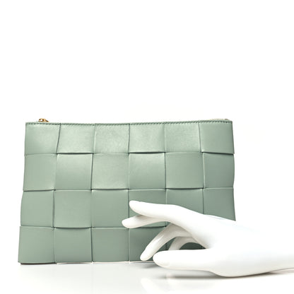 Bottega Veneta Nappa Maxi Intrecciato Small Cassette Flat Zip Pouch New Sauge 2 of 7