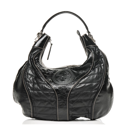 Gucci Patent Calfskin Medium Snow Glam Hobo Black 1 of 6