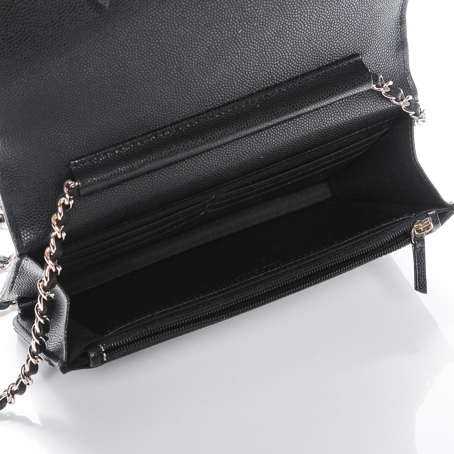 Caviar Camellia Embossed Wallet On Chain WOC Black