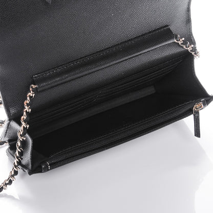 Chanel Caviar Camellia Embossed Wallet On Chain WOC Black 5 of 8