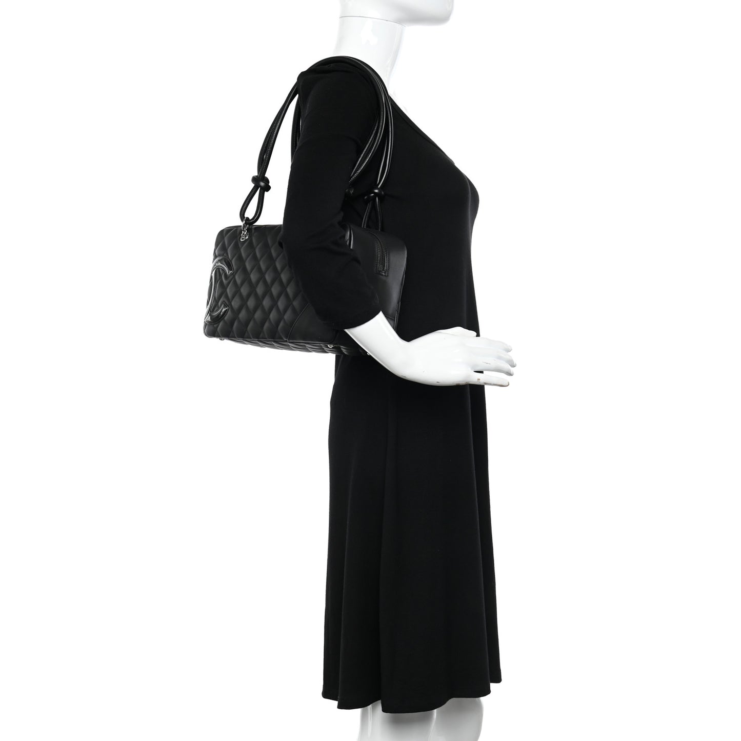 Calfskin Quilted Large Cambon Bowler Black