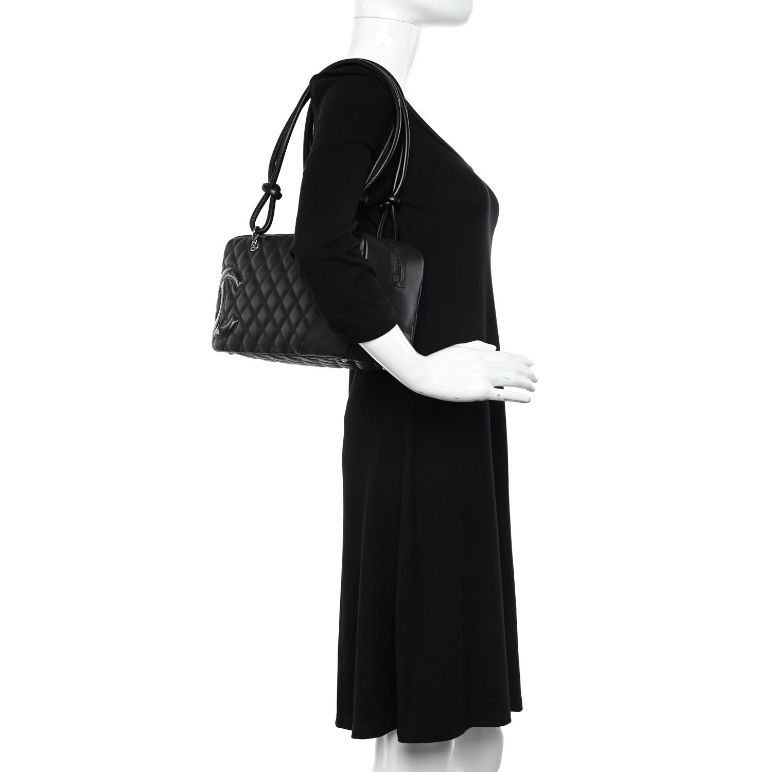 Chanel Calfskin Quilted Large Cambon Bowler Black 2 of 10