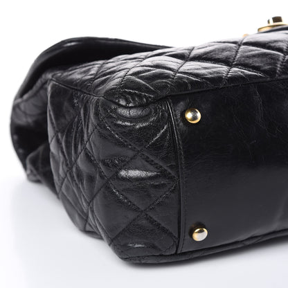 Chanel Glazed Calfskin Castle Rock Large Flap Black Burgundy 8 of 19