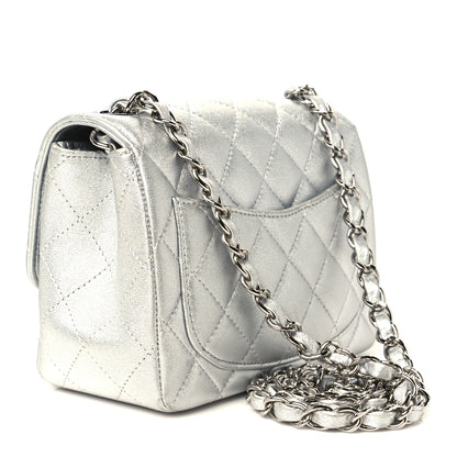 Chanel Metallic Lambskin Quilted Mini Square Flap Silver 3 of 11