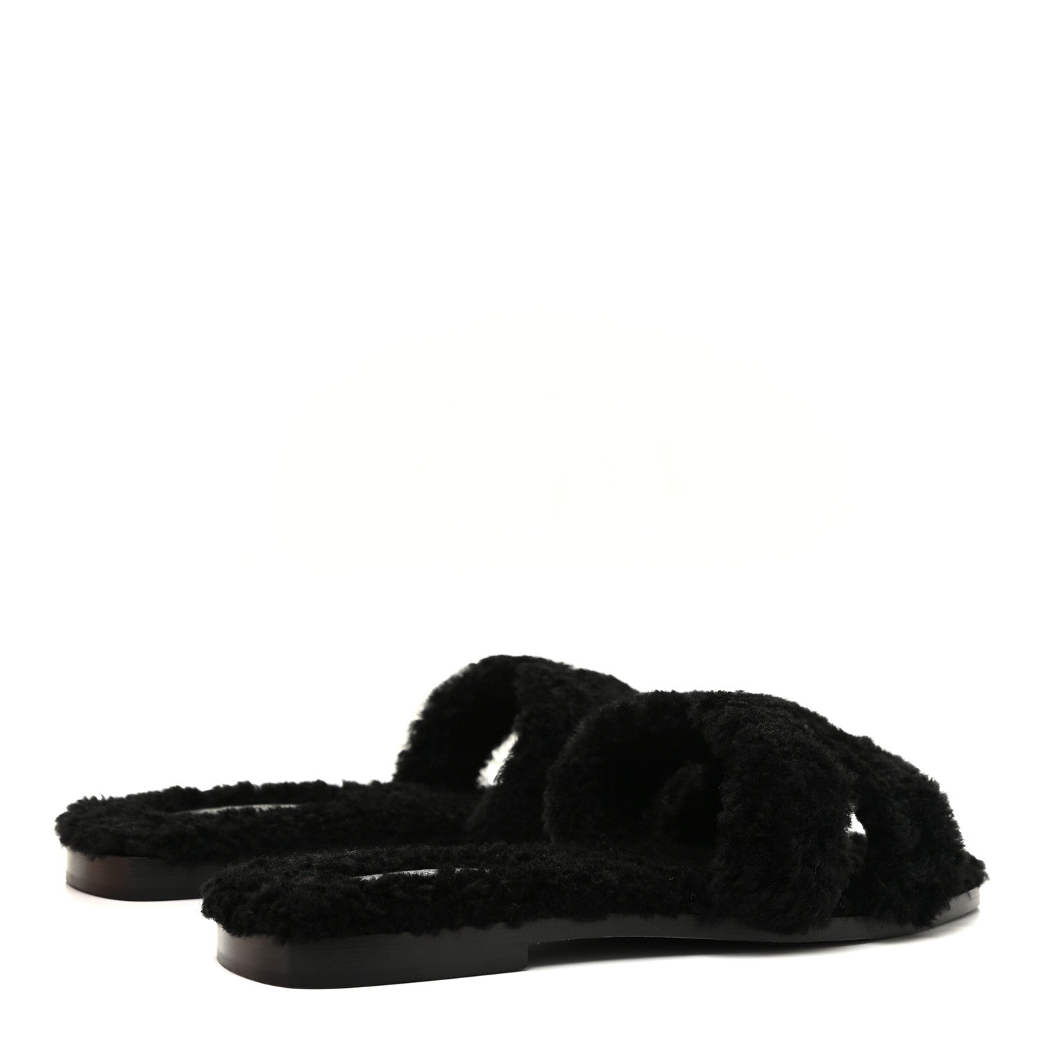 Hermes Woolskin Oran Sandals 38 Black 4 of 8