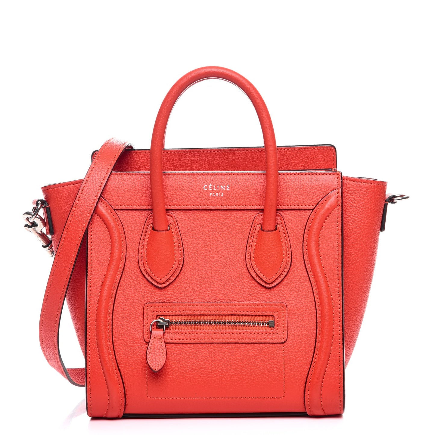 Drummed Calfskin Nano Luggage Vermillion