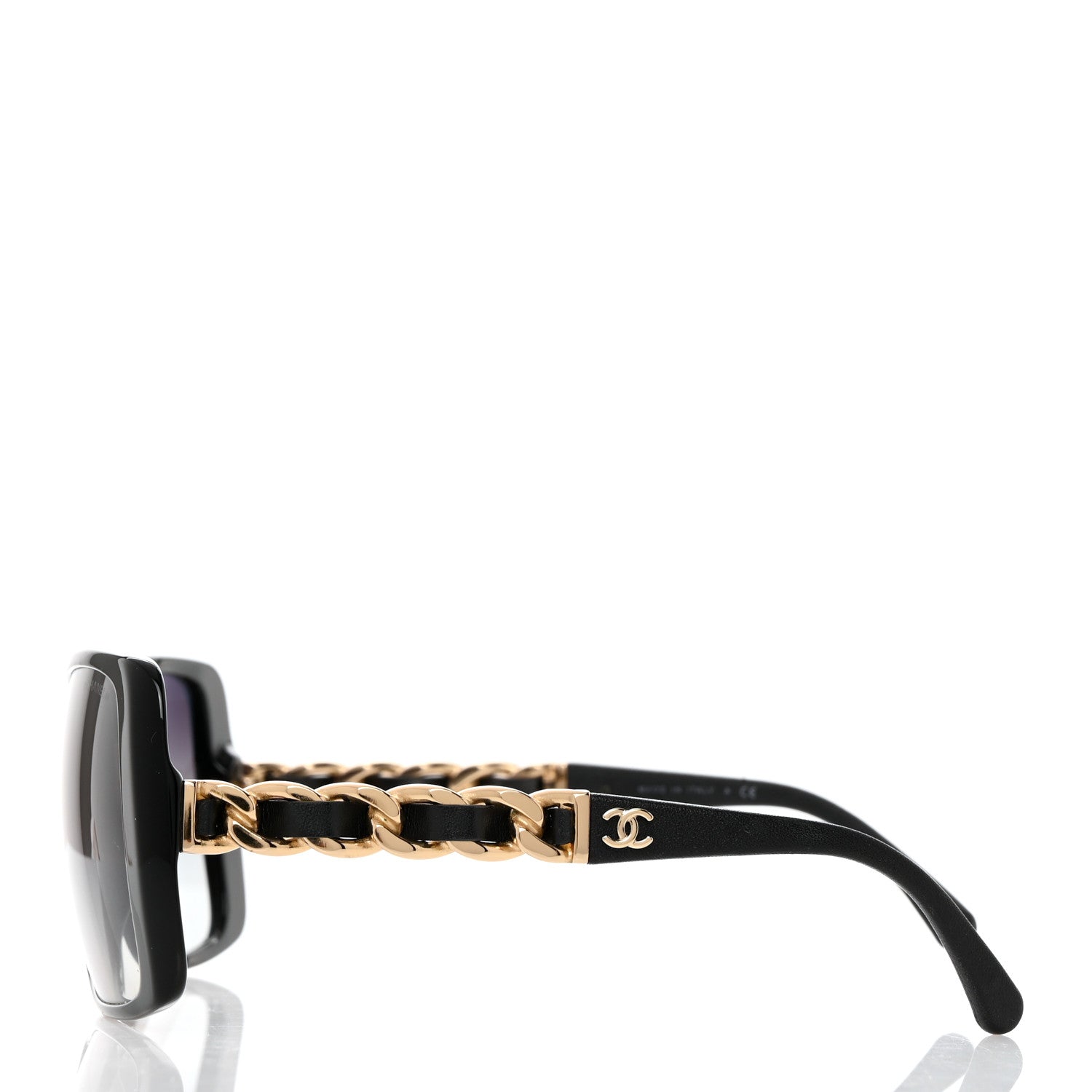 Chanel Acetate Metal Polarized Chain Square Sunglasses 5305 Black 3 of 8