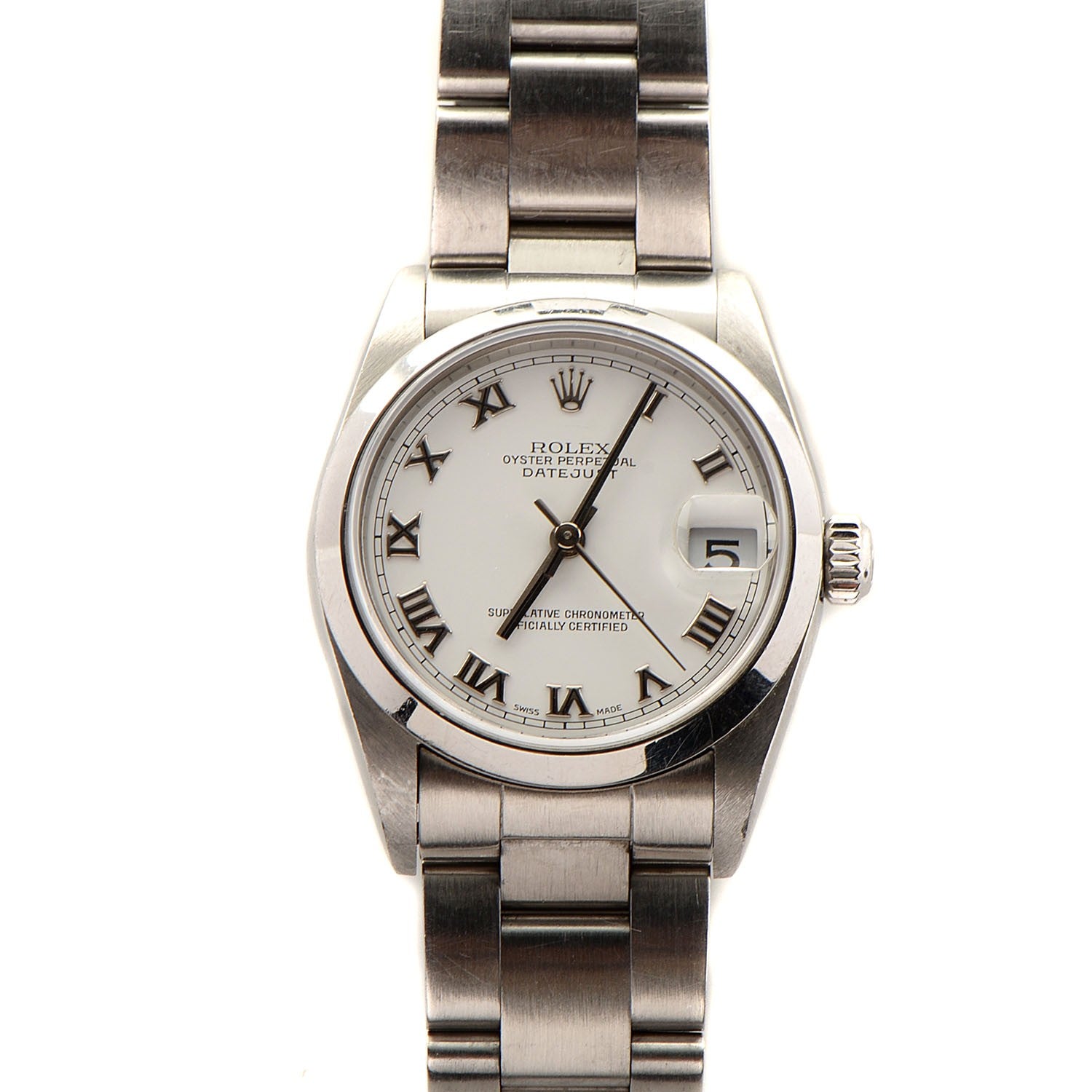 Rolex Stainless Steel 26mm Oyster Perpetual Datejust Watch White Roman 1 of 6