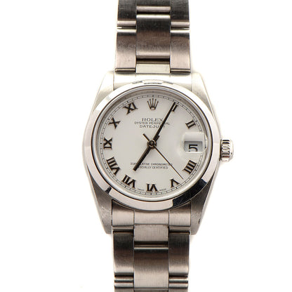 Rolex Stainless Steel 26mm Oyster Perpetual Datejust Watch White Roman 1 of 6