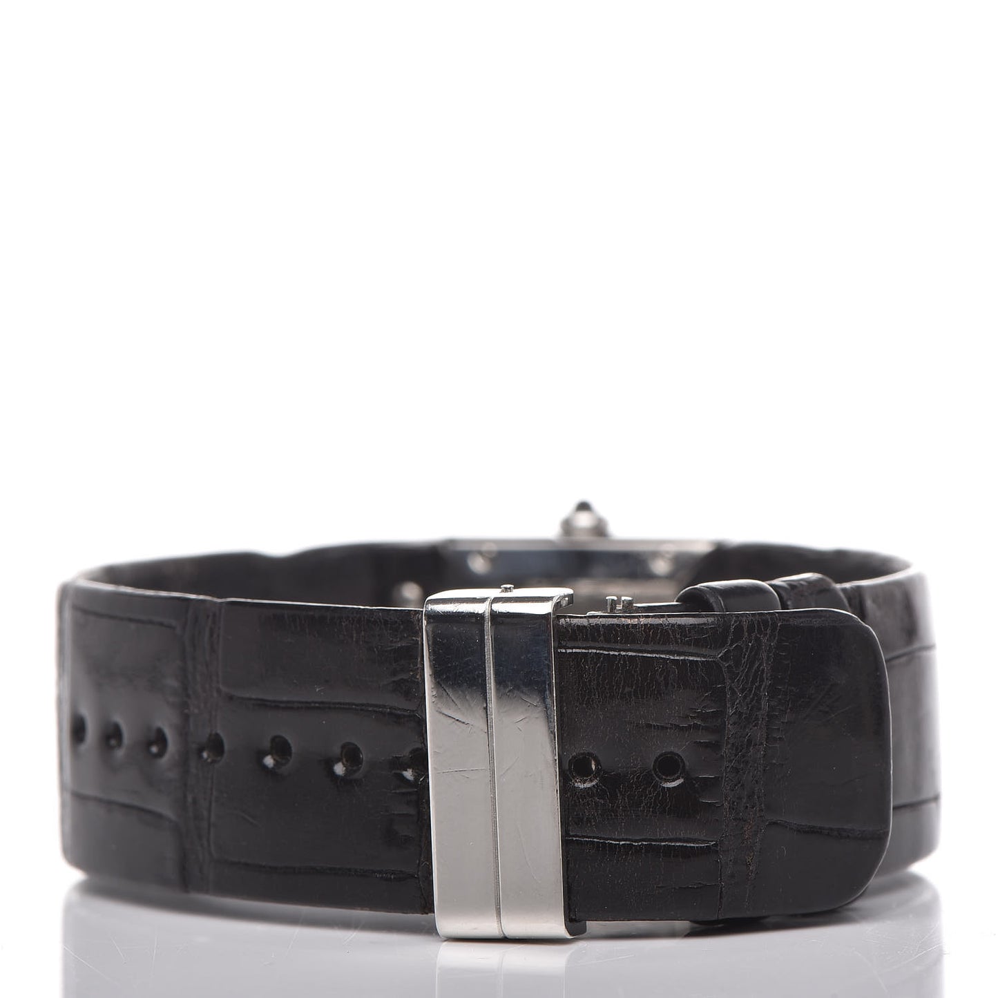 Stainless Steel Alligator 19mm Matelasse Quartz Watch Black