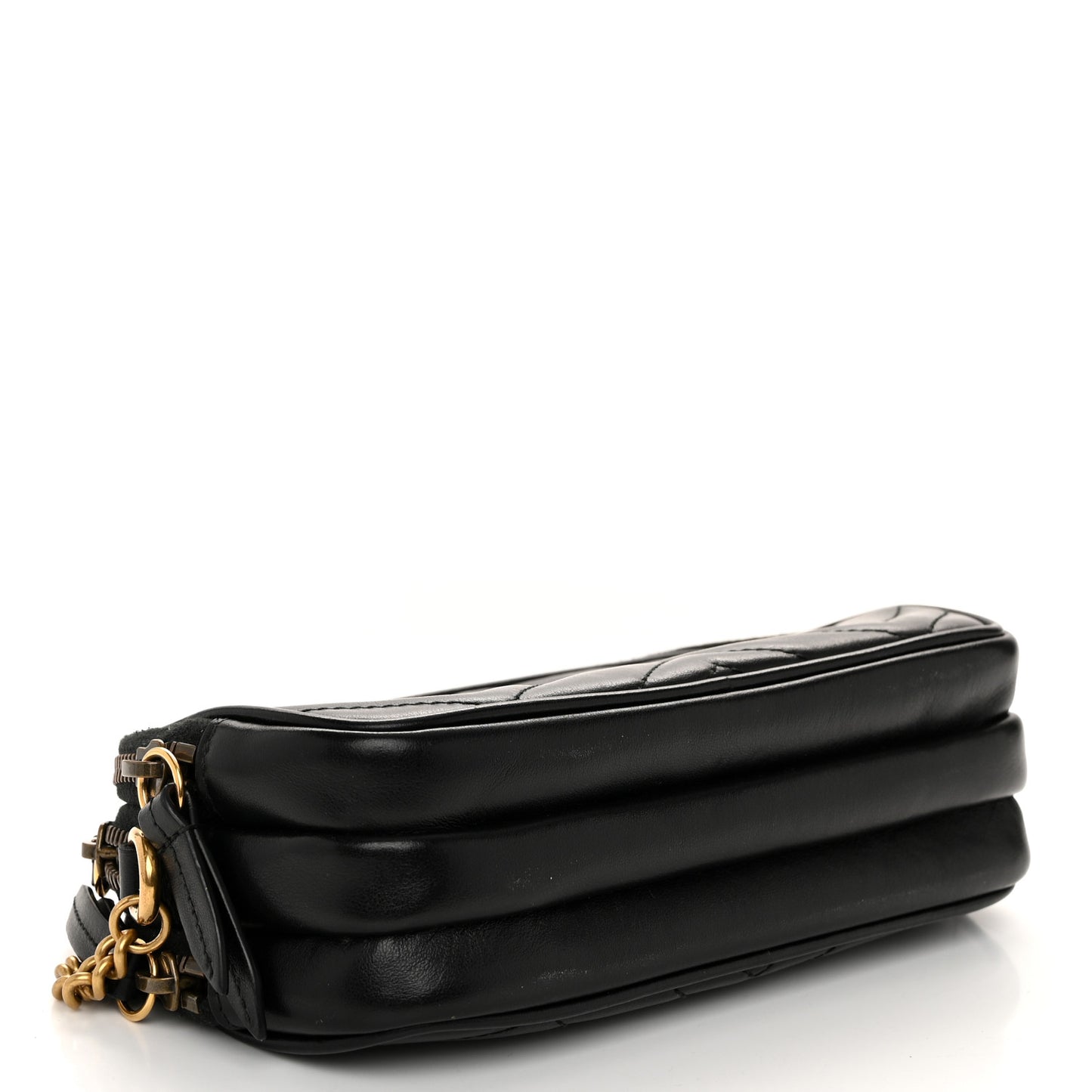 Calfskin Matelasse Mini GG Marmont Chain Crossbody Bag Black