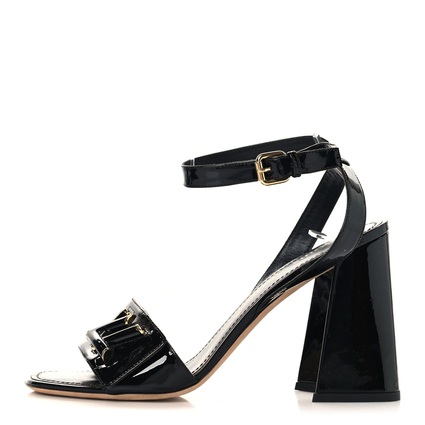 Patent Calfskin Shake Sandals 40 Black