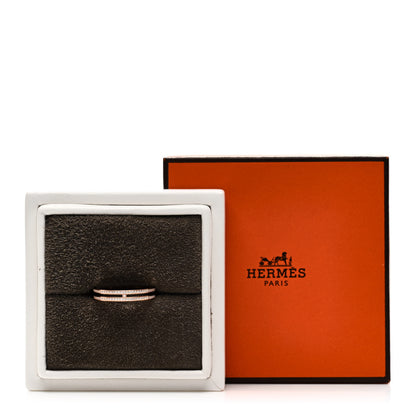 Hermes 18K Rose Gold Diamond Ariane Wedding Band Ring 54 6.75 5 of 5