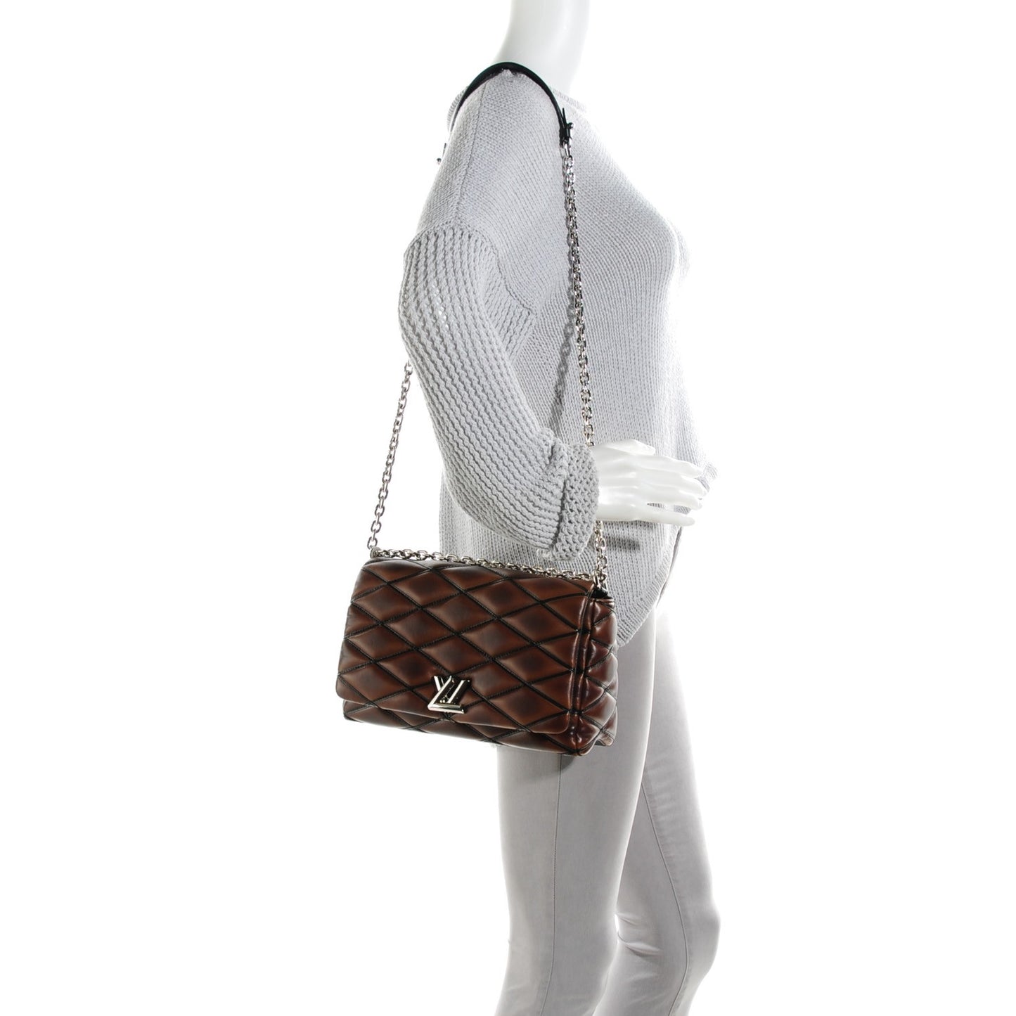 LOUIS VUITTON Lambskin Malletage GO-14 MM Brown